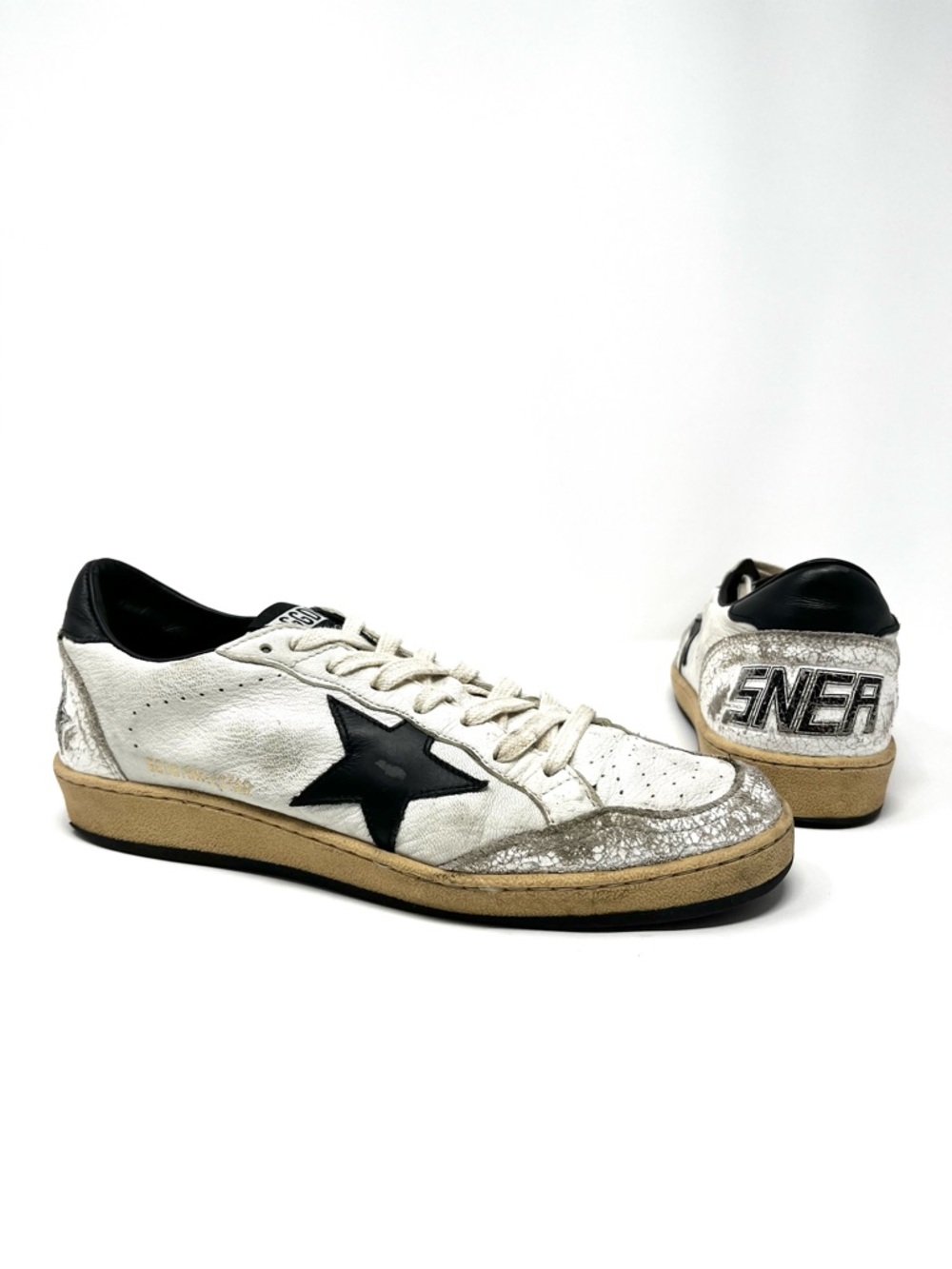 Golden Goose GGDB Women's Ball Star Sneakers Shoes White Black Lace Up 39 9